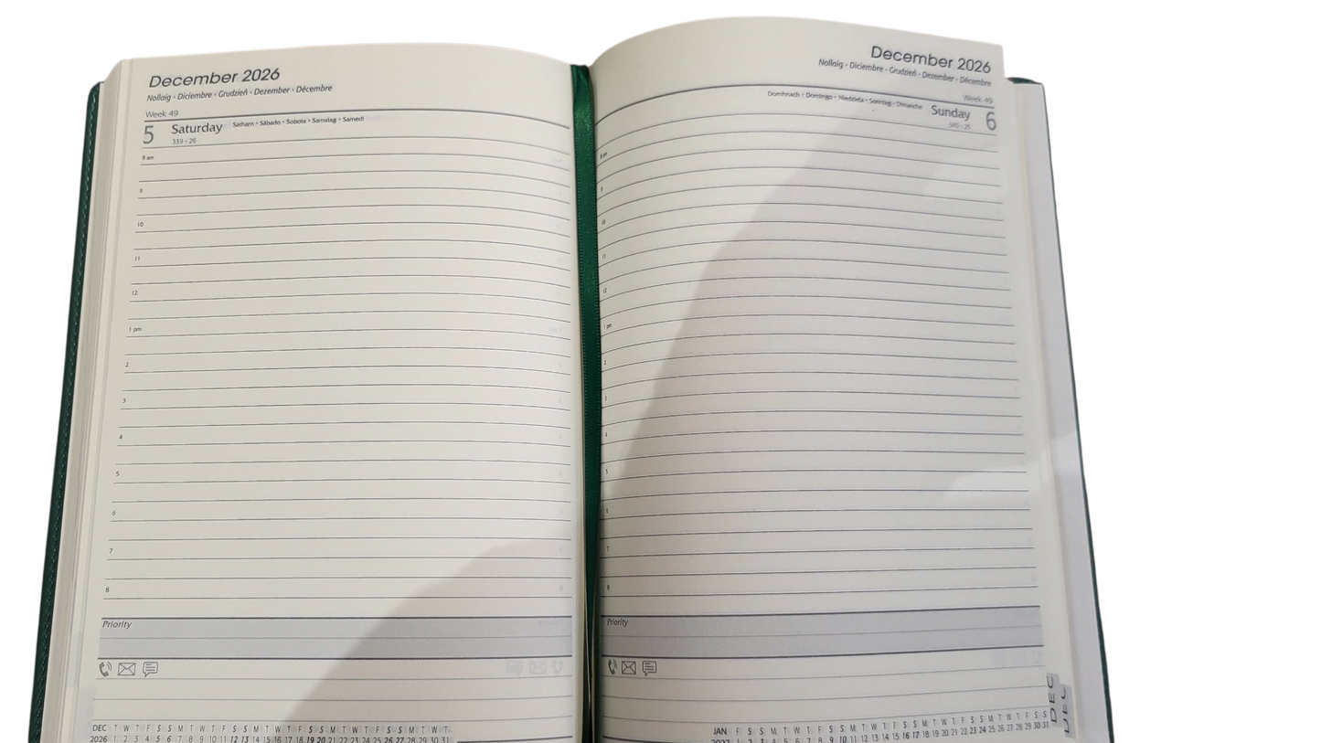 2026 A5 University of Limerick Green Leather Diary