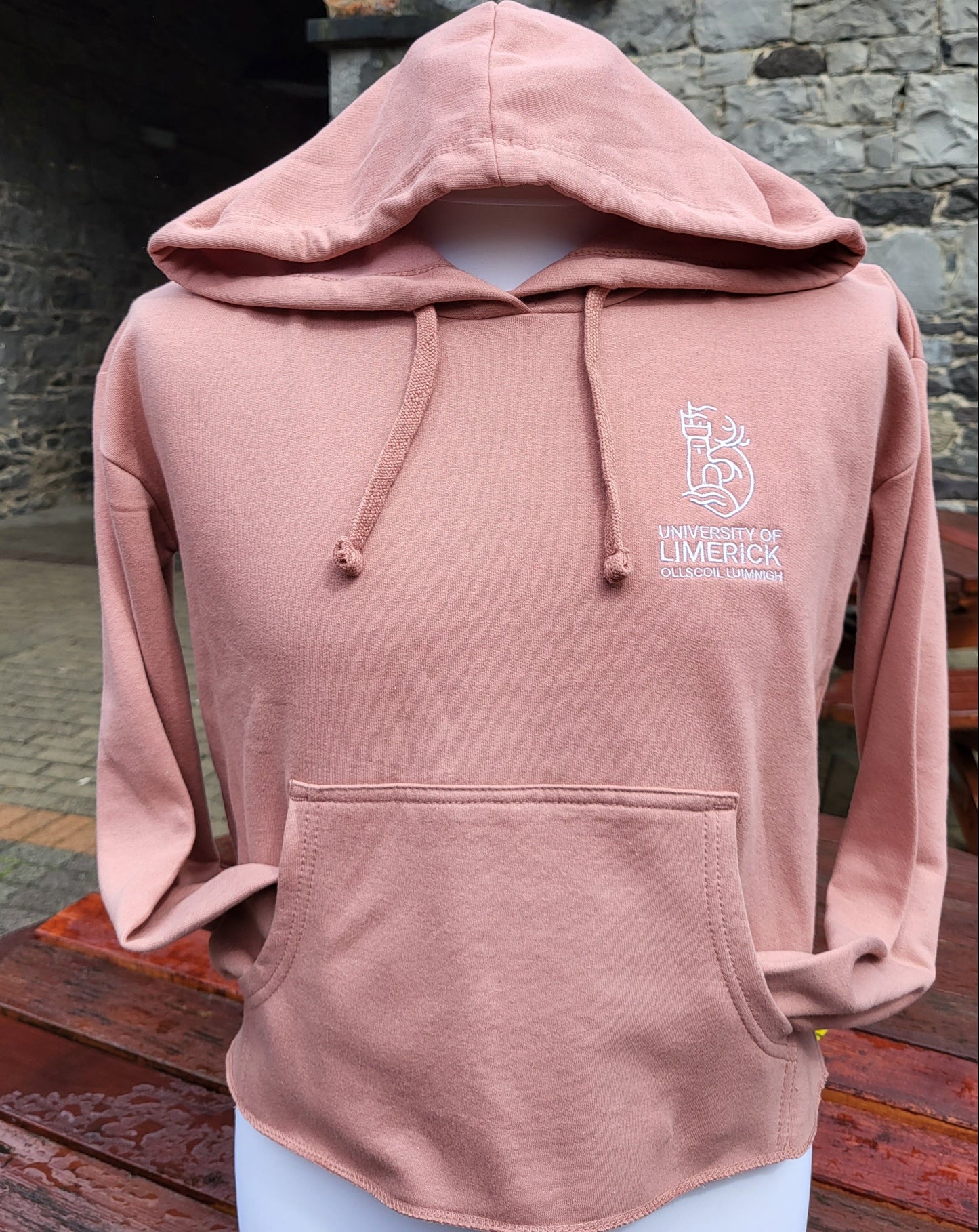 Cropped Top with Hoodie in Dusty Pink