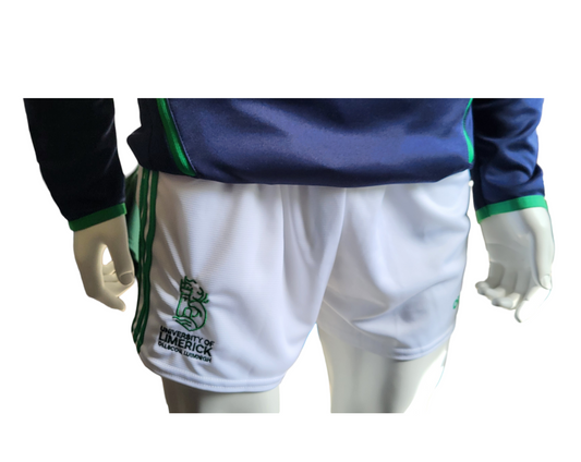 O'Neill's Mourne GAA Shorts in White with Green stripes