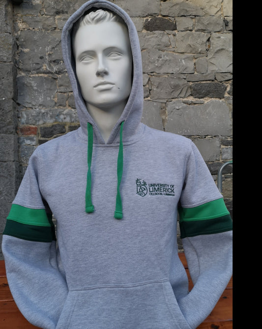 Luxury Grey Hoodie with Light and Dark Green Bands (Unisex)