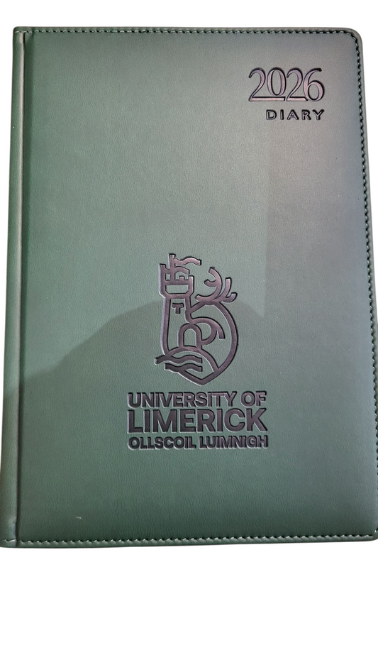 2026 A5 University of Limerick Green Leather Diary