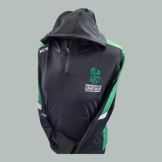 Helios 1/2 Zip in Green/ Black with Hood (Unisex) K C Sports