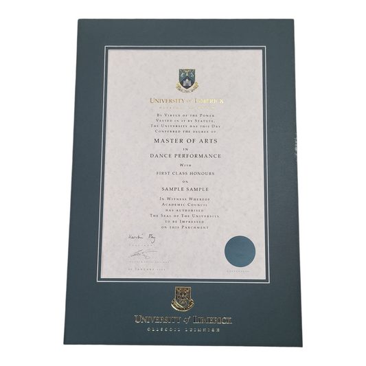 Bespoke University Of Limerick Graduation Parchment Mount Only