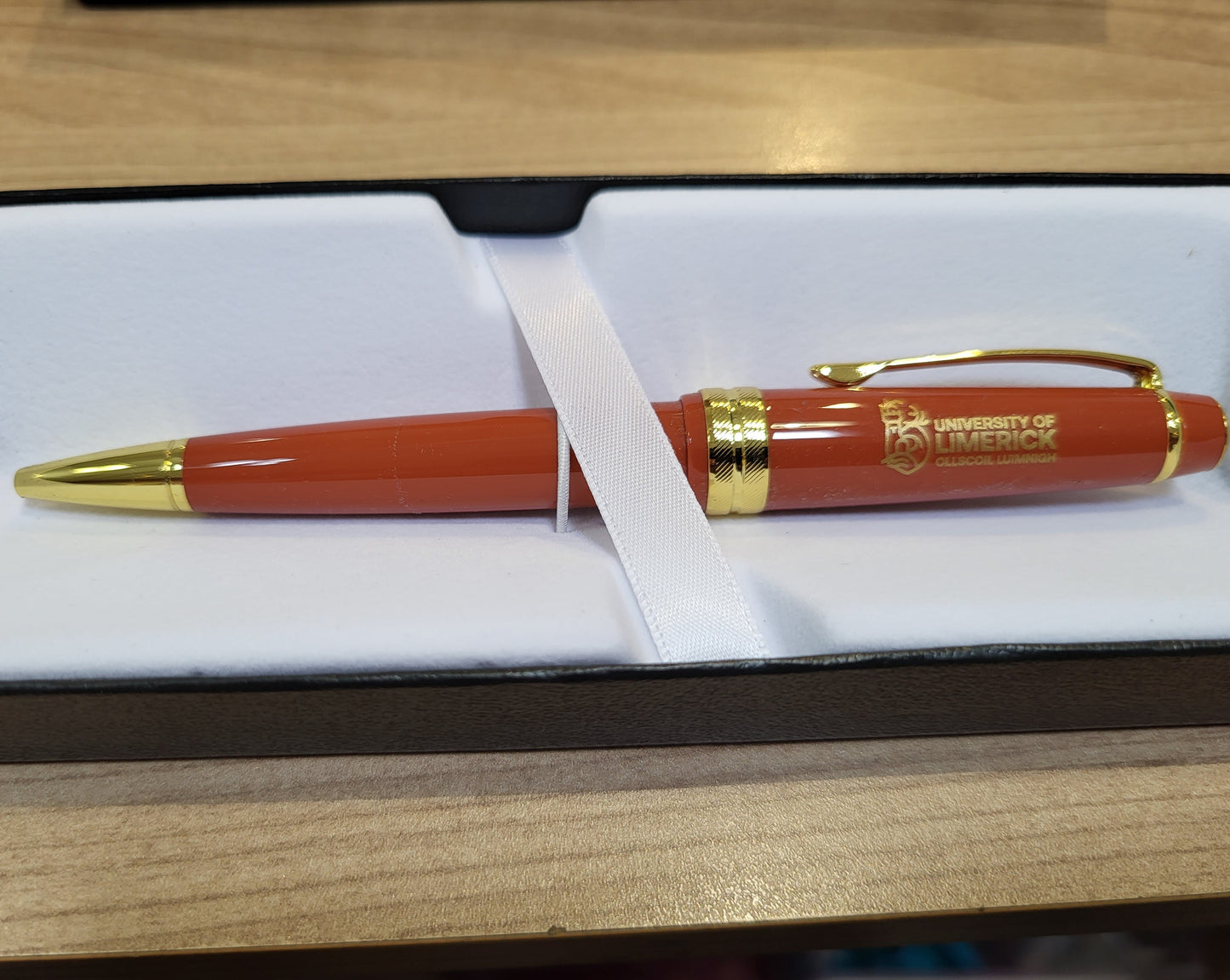 Cross Bailey Amber Ball Pen with UL Logo and Gold Trim