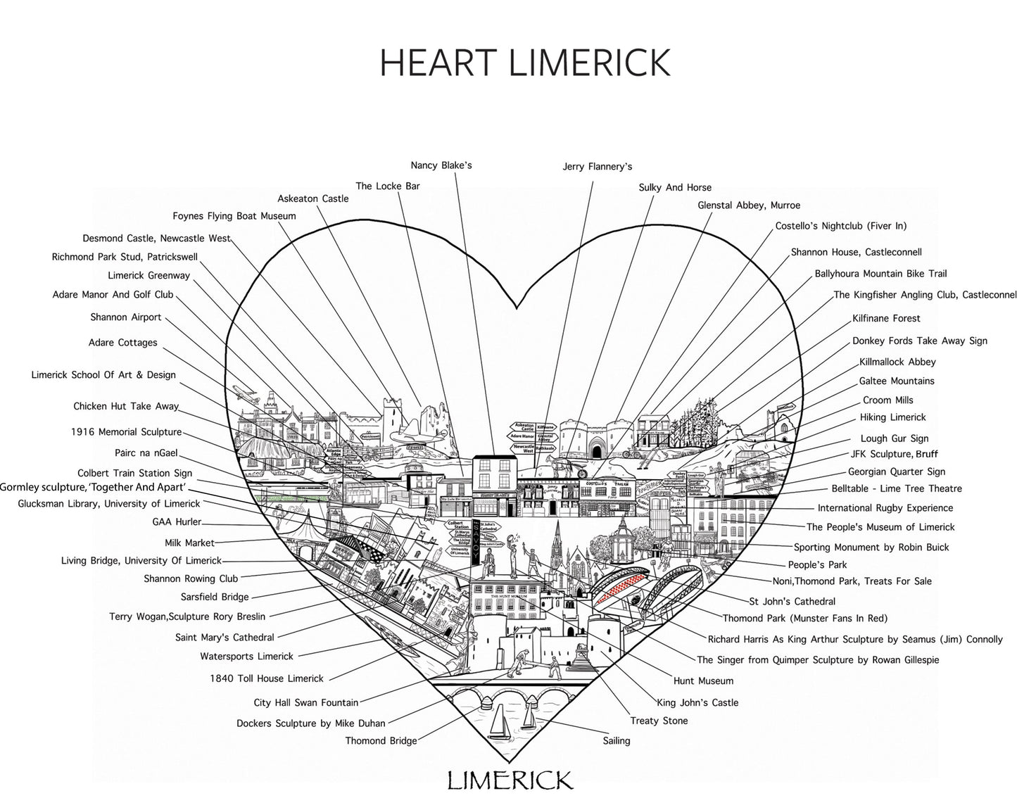 Heart Of Limerick print by Anita McCarthy.(Print comes in a scroll)