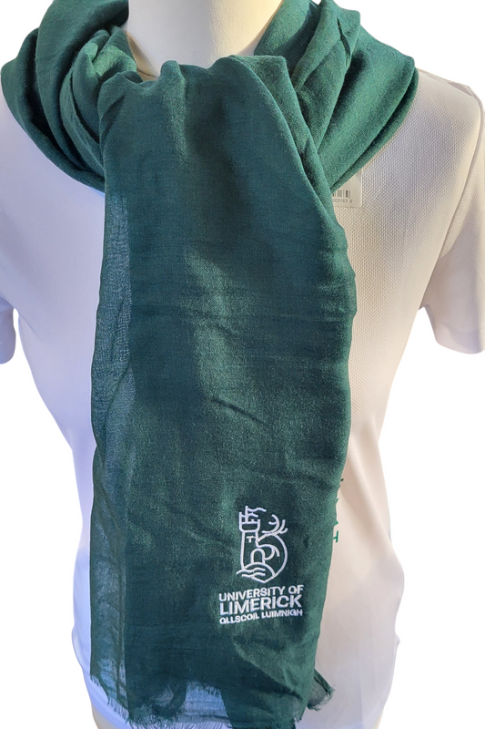 Textured Foulard Ribband Bottle Green Scarf with UL logo