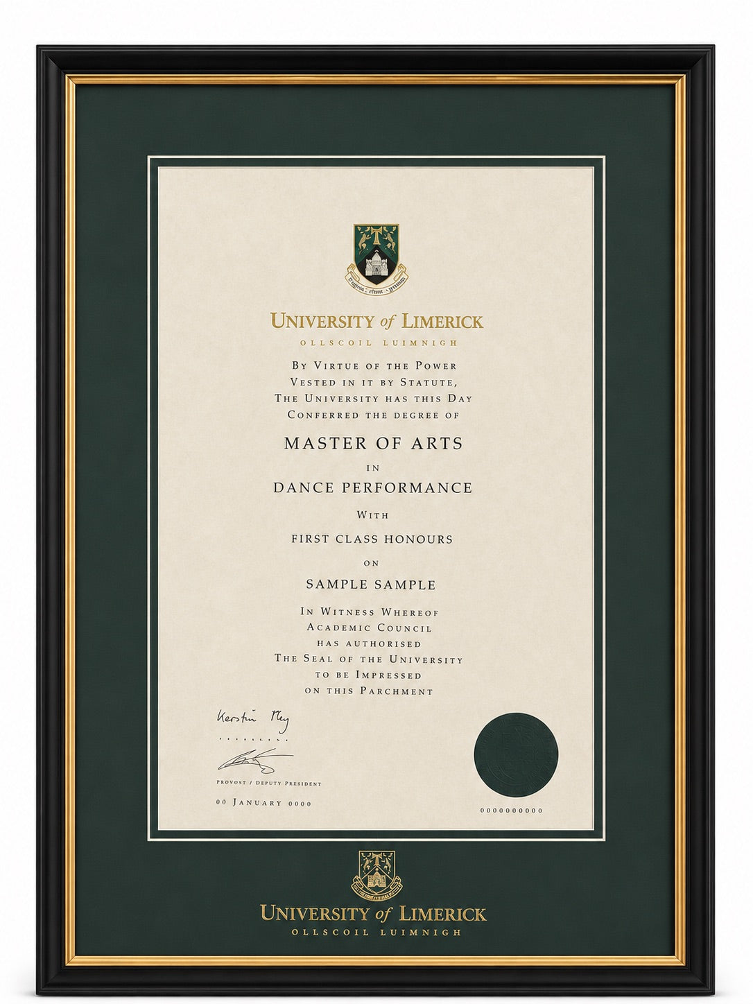 University of Limerick Parchment Frame (ONLY AVAILABLE FOR COLLECTION INSTORE)