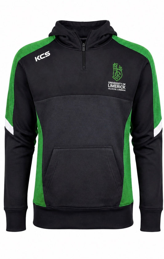 Helios 1/2 Zip in Green/ Black with Hood (Unisex) K C Sports