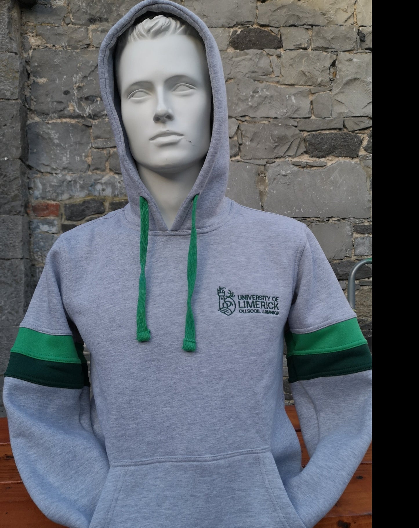 Luxury Grey Hoodie with Light and Dark Green Bands (Unisex)