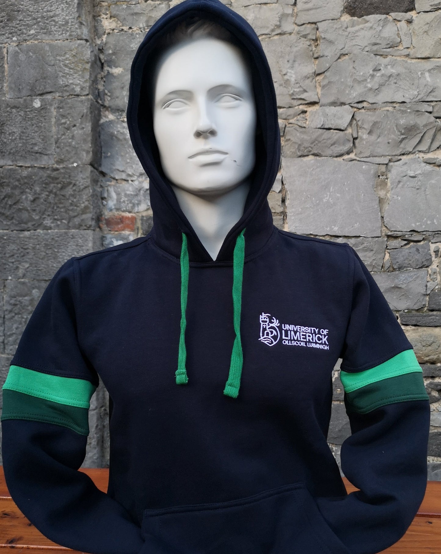 Luxury Navy Hoodie with Light and Dark Green Bands (Unisex)